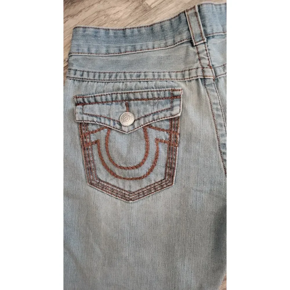 True Religion Billy Jeans Men's 36x30 Light Wash USA Flap Pocket Distressed